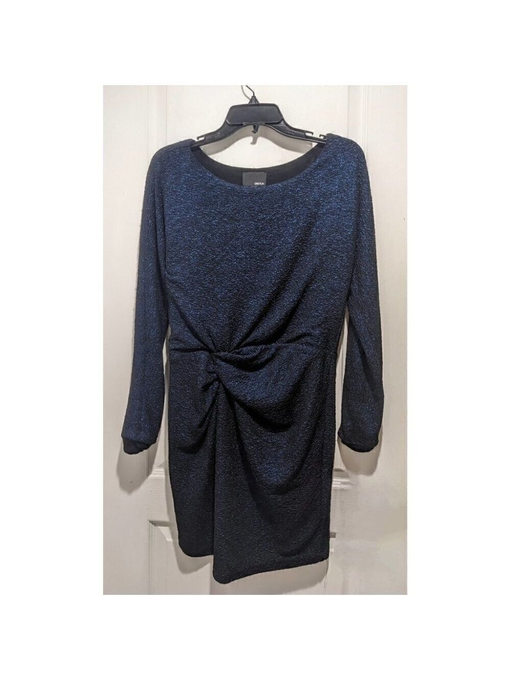 GREYLIN | Gathered waist lurex dress in metallic blue